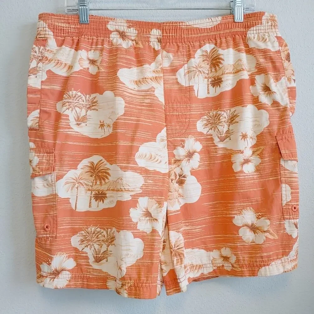 Tori Richard Men's Tropical Hawaiian Vacation Palm Trees Swim Trunks Sz L
